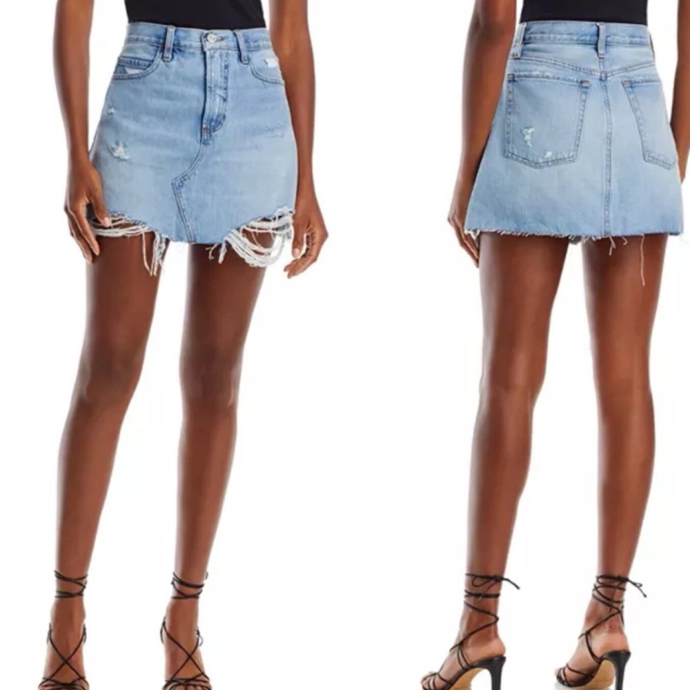 Frame Le High 'N' Tight Denim Mini Skirt | distressed jeans skirt
